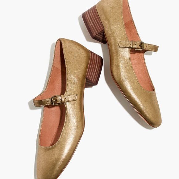 Madewell Metallic Mary Janes - Picture 1 of 8